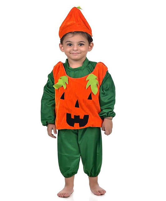 BookMyCostume Halloween Theme Full Sleeves Spooky Pumpkin Costume set Green and Orange