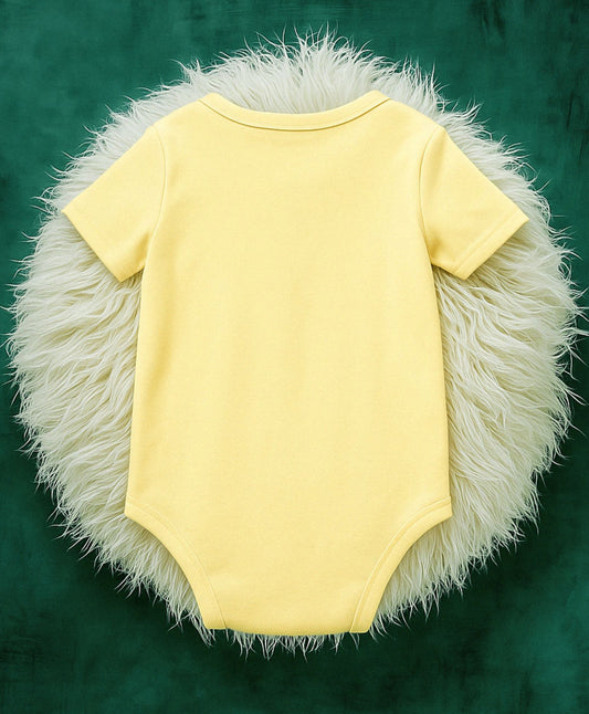 KNITROOT My First Diwali Baby Girl With Diya Half Sleeves Onesie Yellow