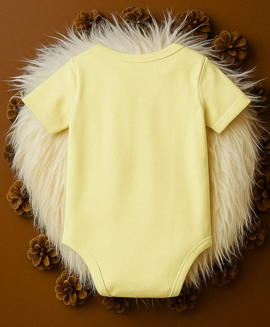 KNITROOT My First Diwali Three Diyas Half Sleeves Onesie Yellow