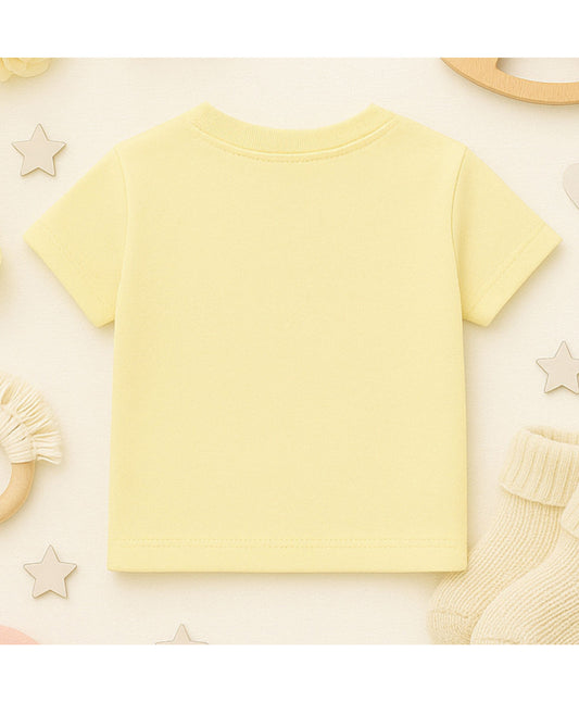 KNITROOT My First Diwali Baby Girl With Diya Half Sleeves Tee Yellow