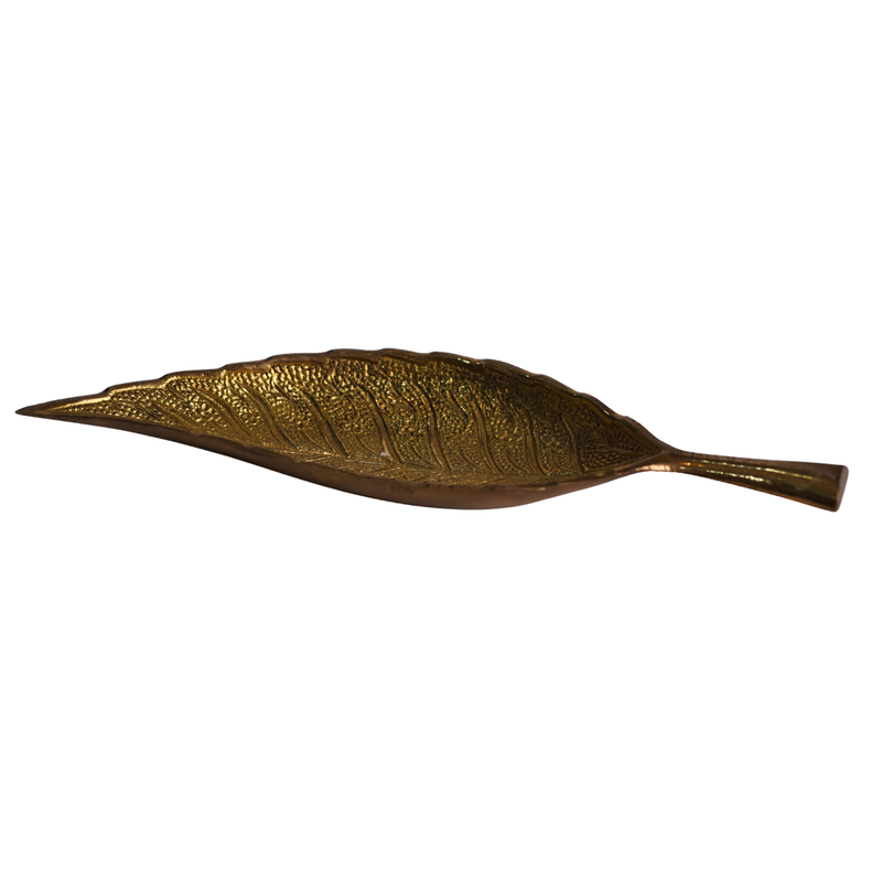 Handmade Brass Leaf Shape Plate 156g Set of 2