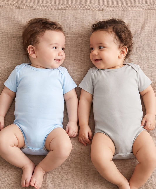 FirstCry Kookie Kids 100 Percent Cotton Knit Half Sleeves Solid Onesies Pack Of 2 Multicolour