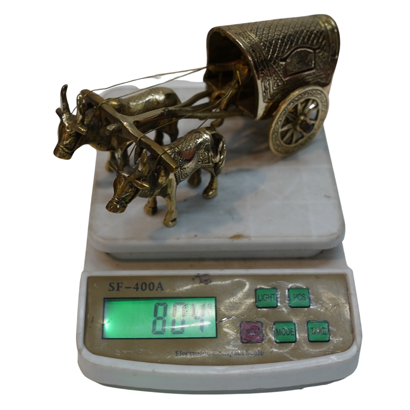 Vintage Brass Bullock Cart Statue 804g Set of 1