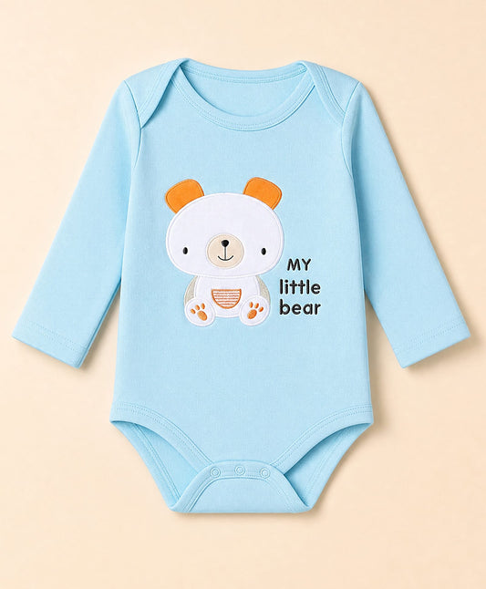 FirstCry Babyhug 100 Percent Cotton Interlock Knit Full Sleeves Animal Printed Onesies Light Blue
