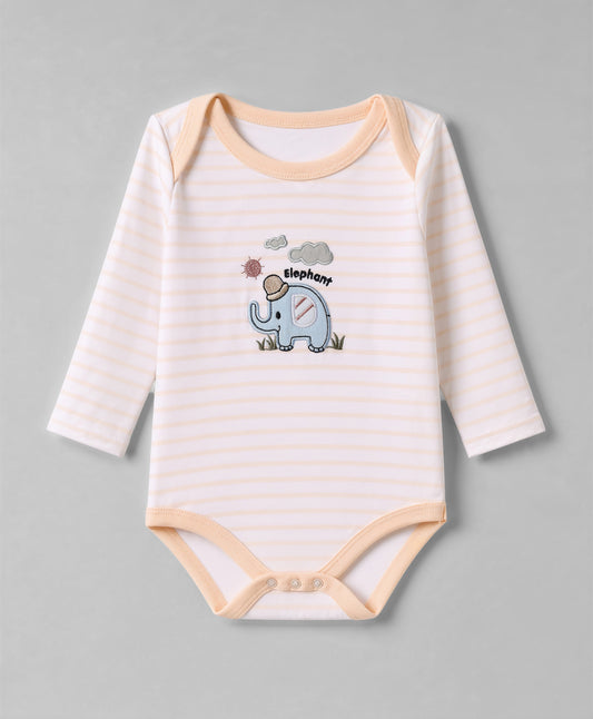 FirstCry Babyhug 100 Percent Cotton Interlock Knit Full Sleeves Onesies With House Print and Animal Patch Pack of 3 Multicolour