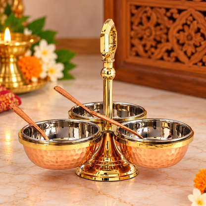 Brass & Steel Pickel Achar holder Bowl with spoon 0.915kg