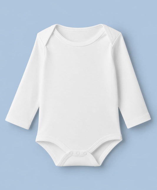 FirstCry Babyhug 100 Percent Cotton Interlock Knit Full Sleeves Solid Colour Onesies Pack of 3 White
