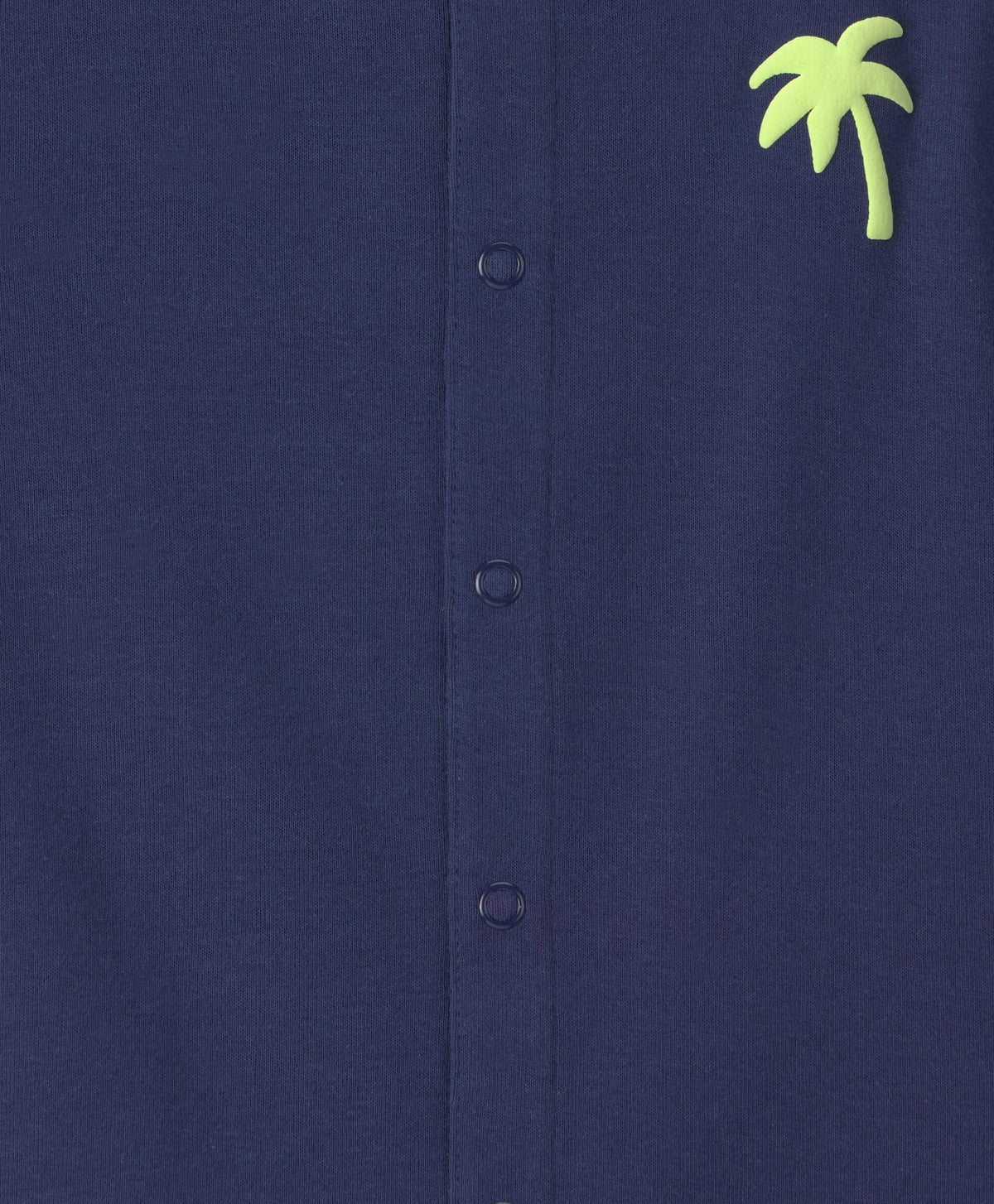 FirstCry Carters Cotton Knit Half Sleeves Romper with Palm Tree Print Navy Blue