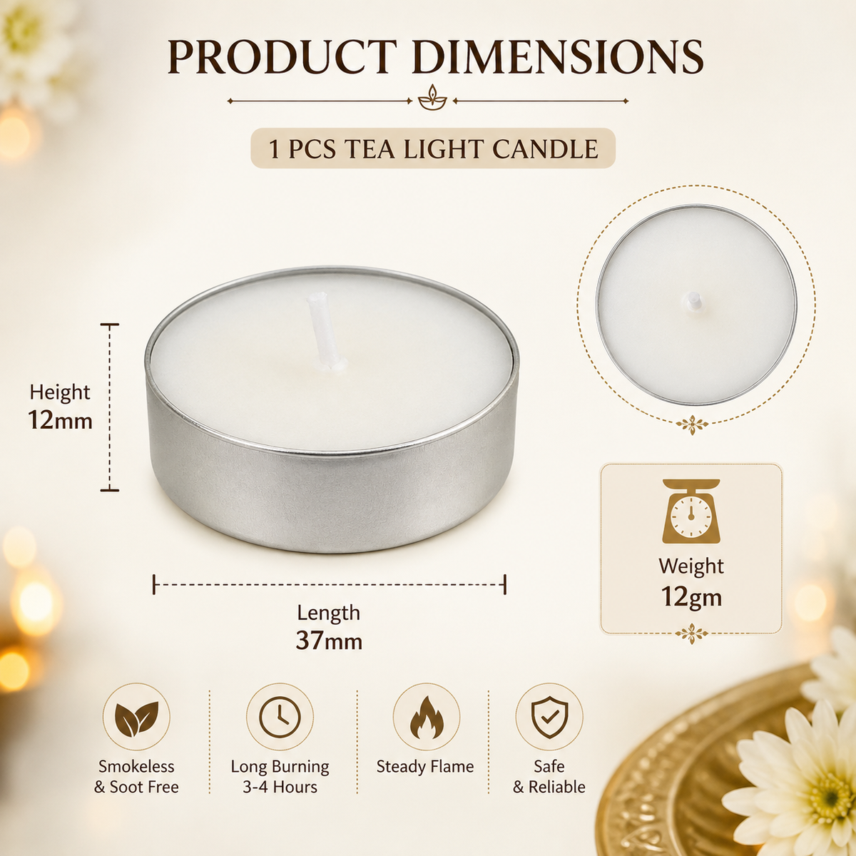 Pure Source India Jasmine Scented Tea Light Candles Pack of 25
