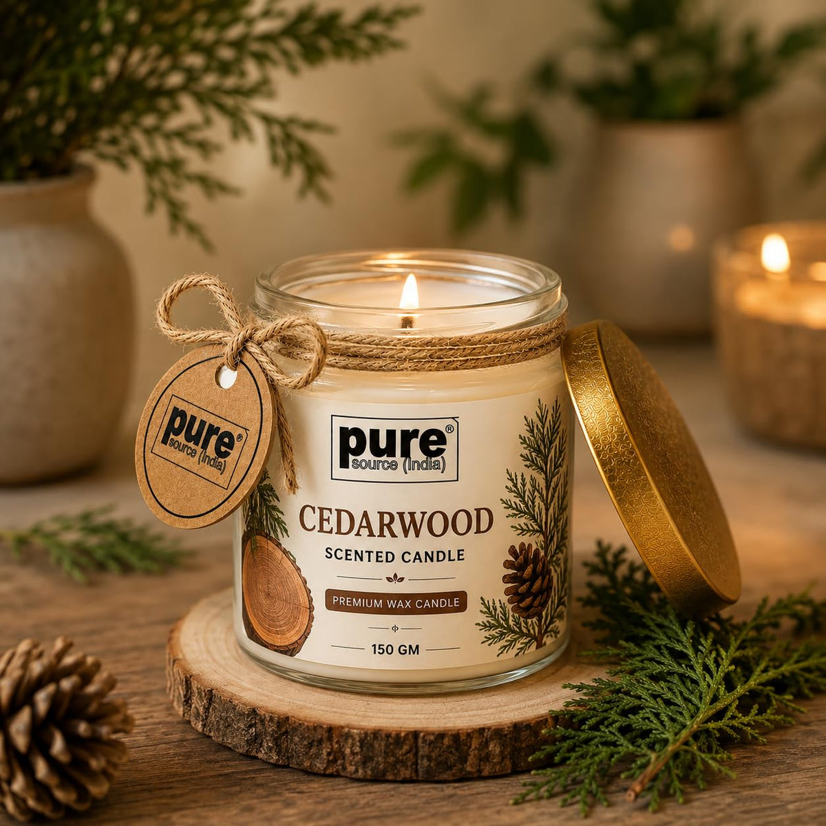 Pure Source India Cedarwood Scented Jar Candle 150 g