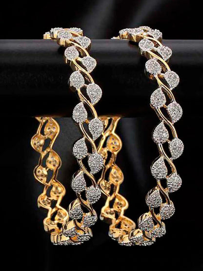 Anouk Set of 2 Gold Plated Silver Tone Stone Studded Cut Out Bangles