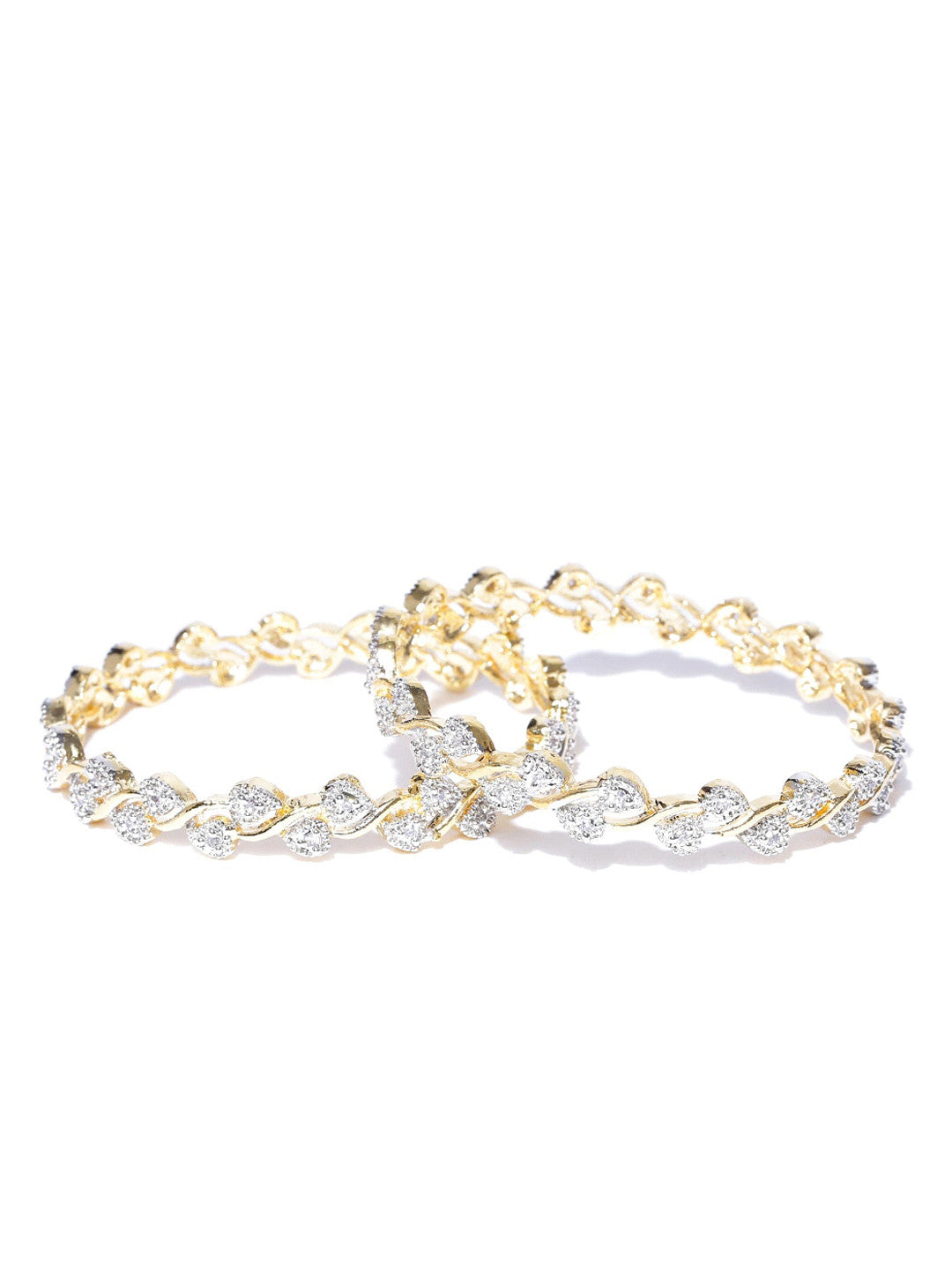 Anouk Set of 2 Gold Plated Silver Tone Stone Studded Cut Out Bangles