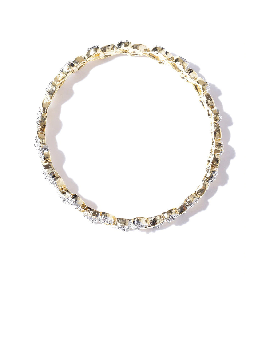Anouk Set of 2 Gold Plated Silver Tone Stone Studded Cut Out Bangles
