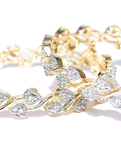 Anouk Set of 2 Gold Plated Silver Tone Stone Studded Cut Out Bangles