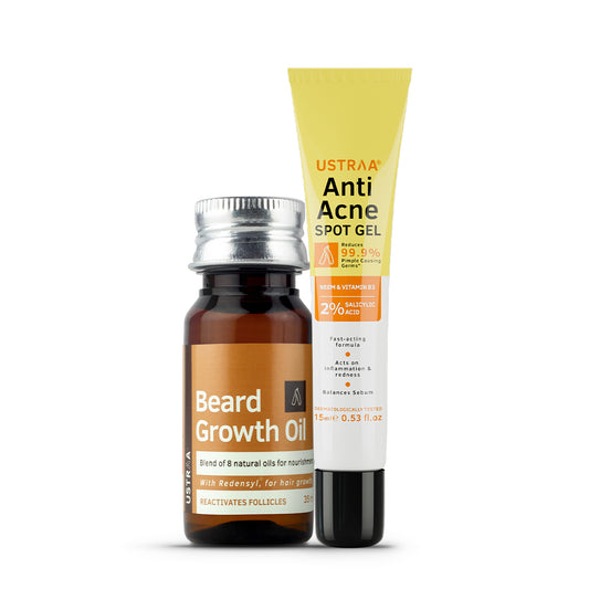 USTRAA Anti Acne Spot Gel & Beard Growth Oil