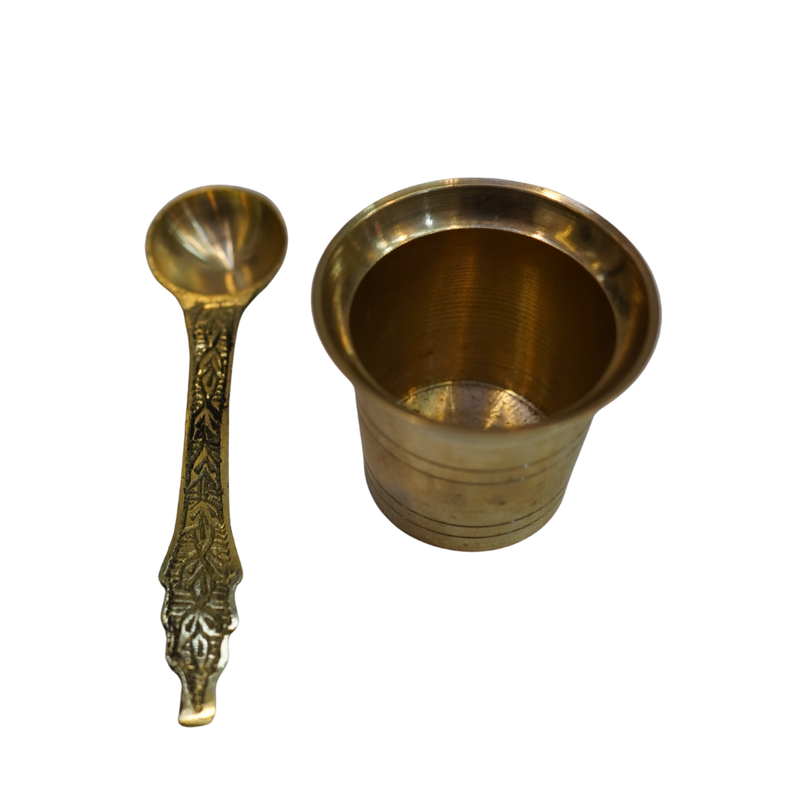 Brass Panchapatra with spoon 78g (Pack of 2)
