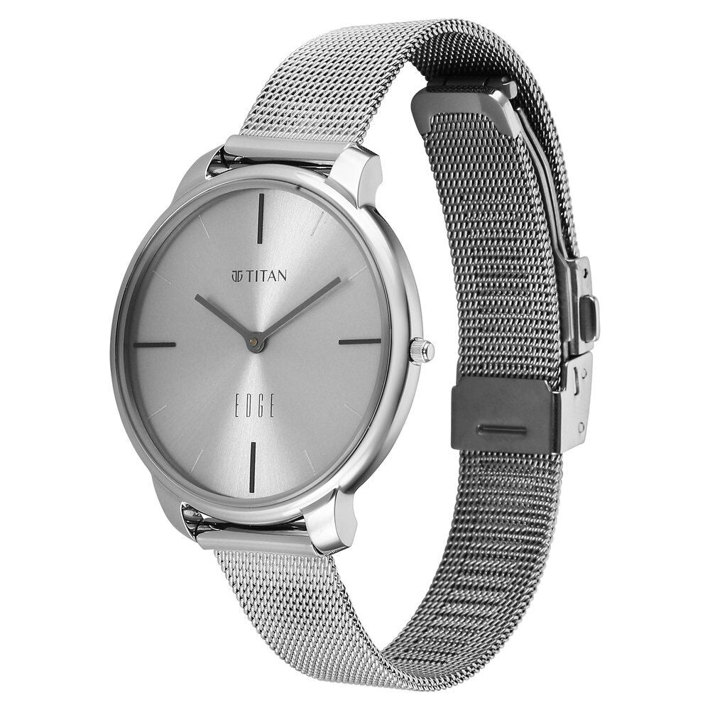 Edge Velora Quartz Analog Grey Dial Grey Metal Strap Watch For Women