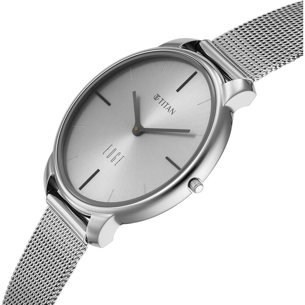 Edge Velora Quartz Analog Grey Dial Grey Metal Strap Watch For Women