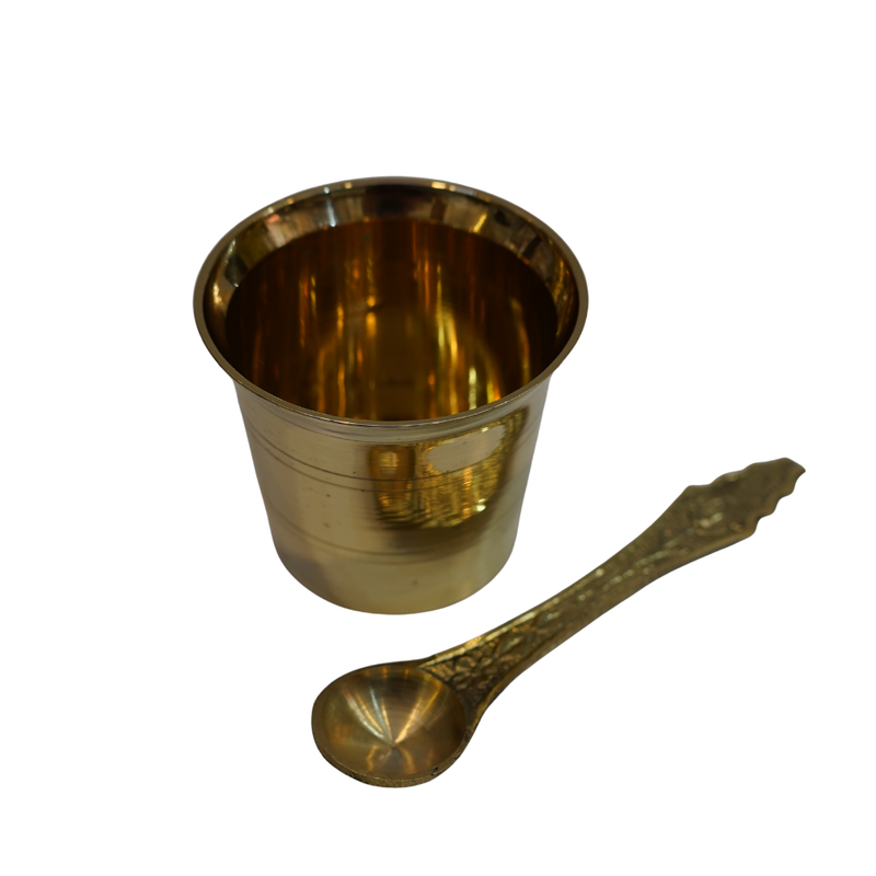 Brass Panchapatra with spoon for pooja 191g
