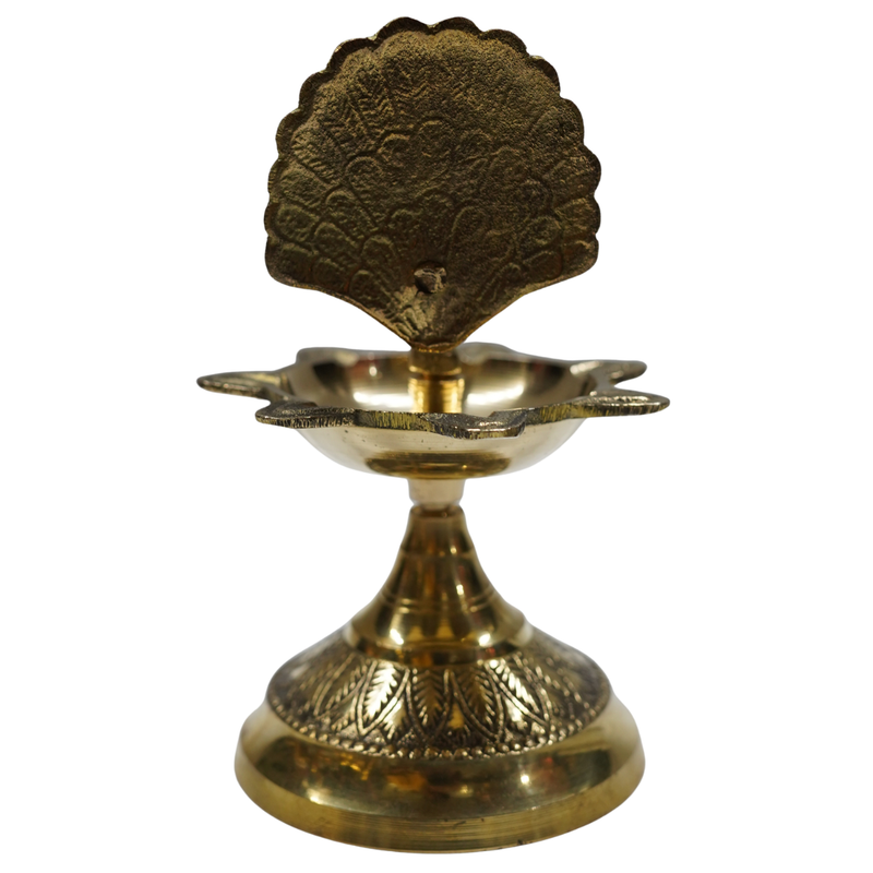 Peacock Design Brass Diya 420g Set 1