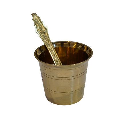 Brass Panchapatra with spoon for pooja 191g