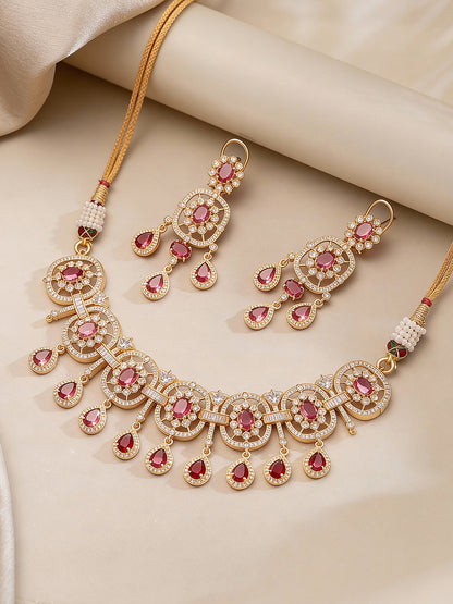 Matching ruby red AD stone earrings