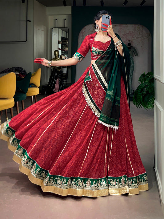 Ethenika Georgette Bandhani Print Designer Chaniya Choli for Garba