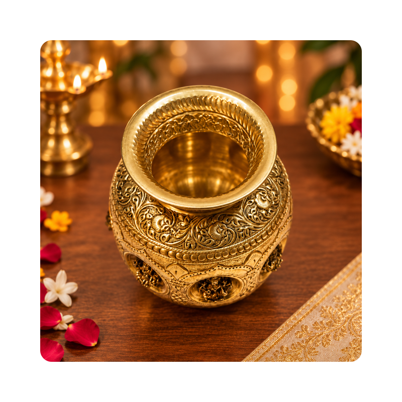 Brass Ashtalakshmi Puja Kalash 6.5 Inch