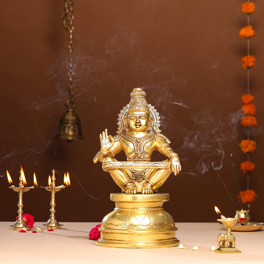 Vedansh Craft Brass Lord Ayyappa Idol 14 Inch