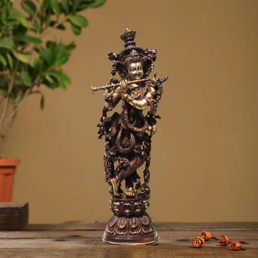 Brass Krishna Antique 17.16Kg - PUSHMYCART