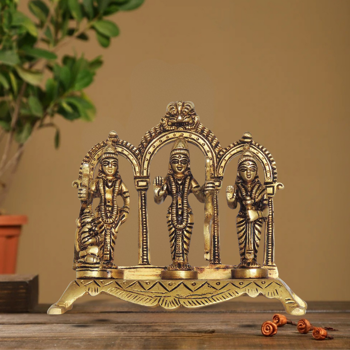 Brass Ram Darbar God Idol Statue 0.6Kg - PUSHMYCART