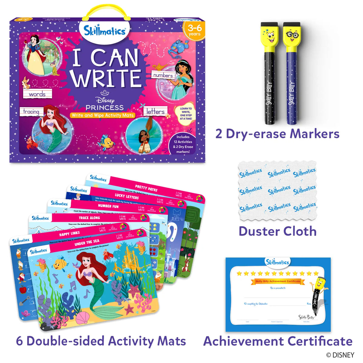 Skillmatics I Can Write Disney Princess Reusable Activity Mats Ages 3 to 6