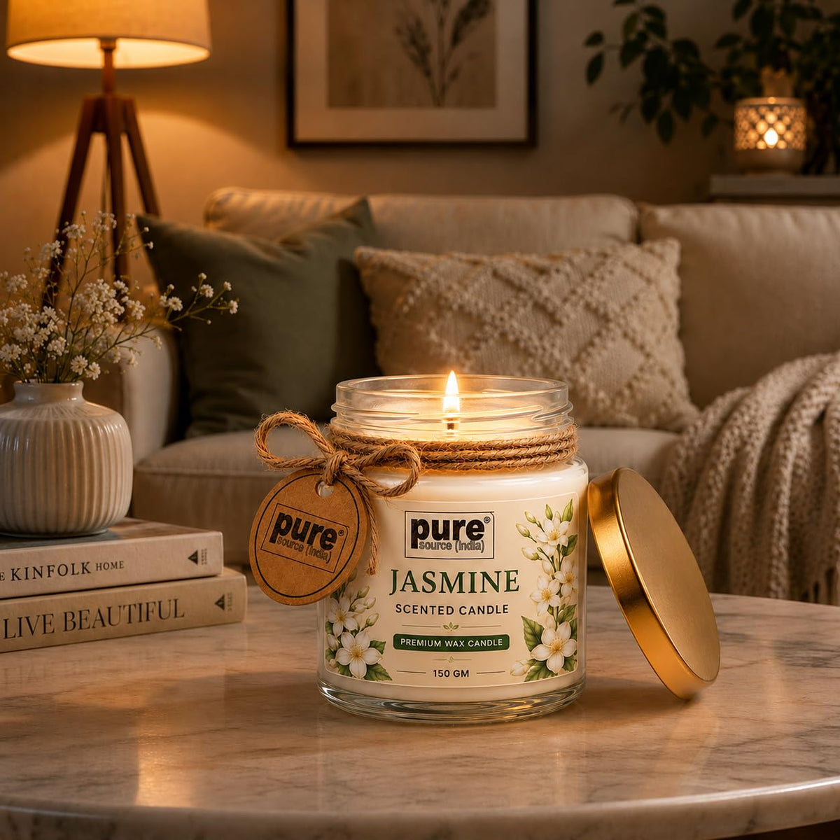 Pure Source India Jasmine Scented Jar Candle 150 g