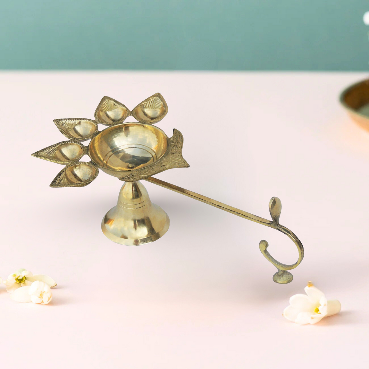 Brass Table Oil Lamp Deep Jyoti 0.4Kg - PUSHMYCART