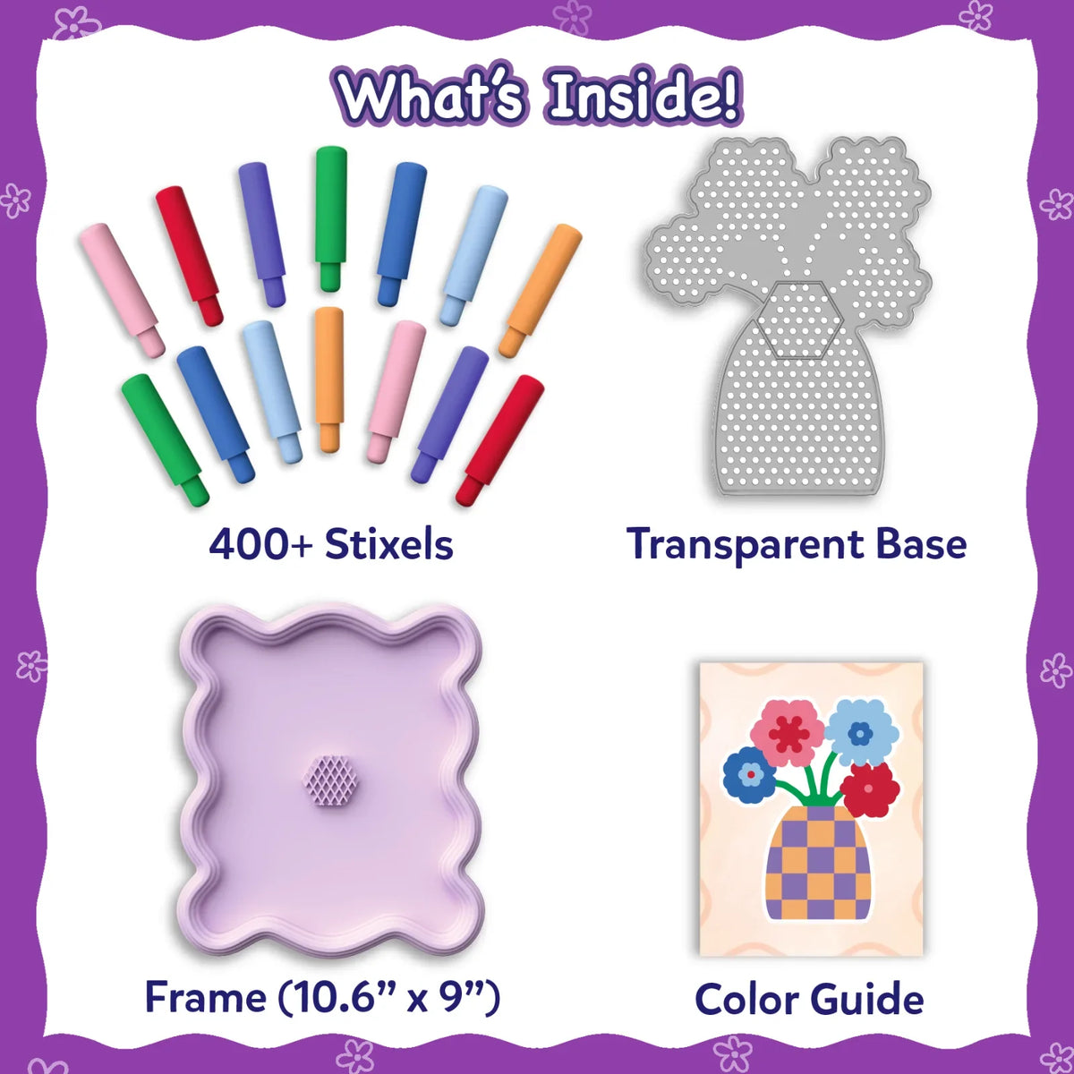 Skillmatics Stixels Flower Vase Wall Decor DIY 3D Pixel Art Kit Ages 7 and Up