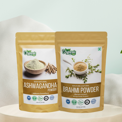 Organic Zing Ashwagandha and Brahmi Powder Combo