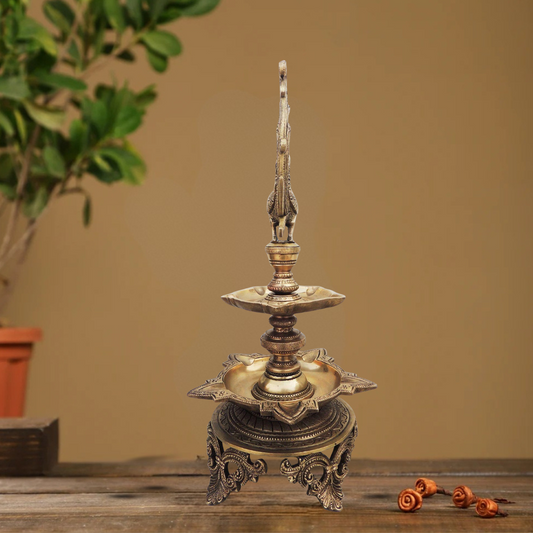 Brass Hen (Murga) Deepak Statue 4.375Kg - PUSHMYCART