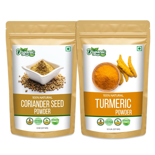 Organic Zing Coriander Powder 227g and Turmeric Powder 227g Combo