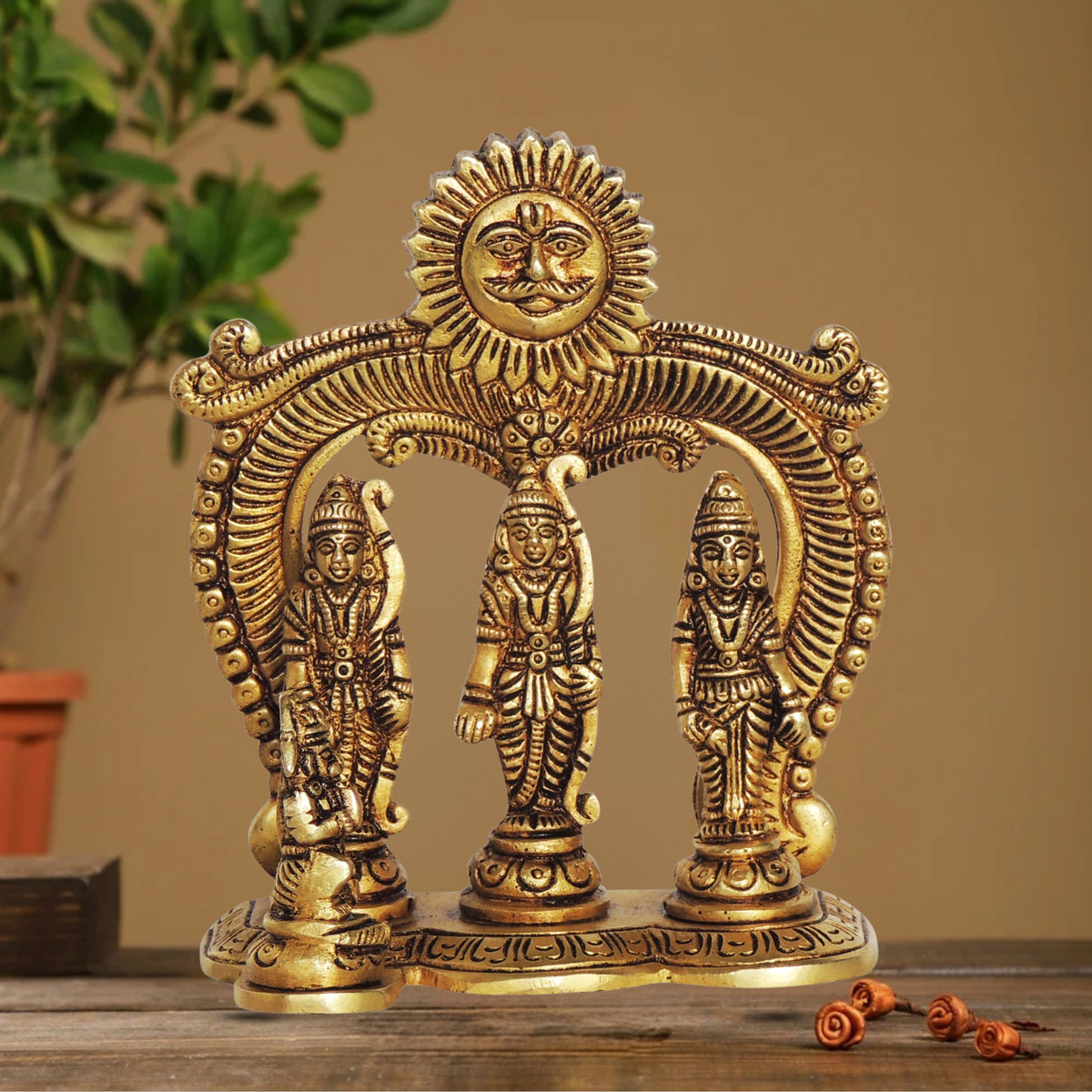 Brass Ram Darbar God Idol Statue 0.68Kg - PUSHMYCART
