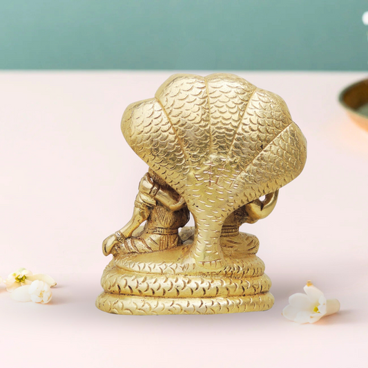 Brass Laxmi Naraine With Sheshnaag Statue 1Kg - PUSHMYCART