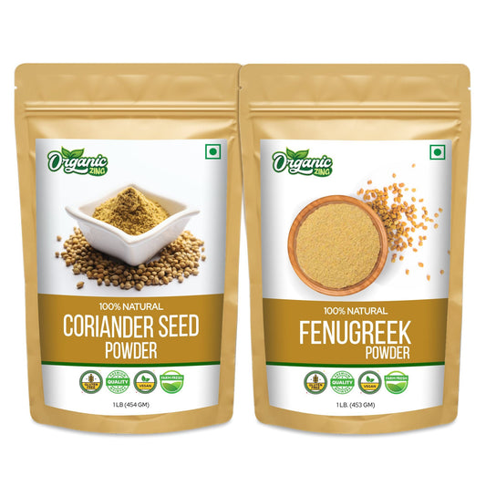Organic Zing Coriander Powder 454g and Fenugreek Powder 453g Combo