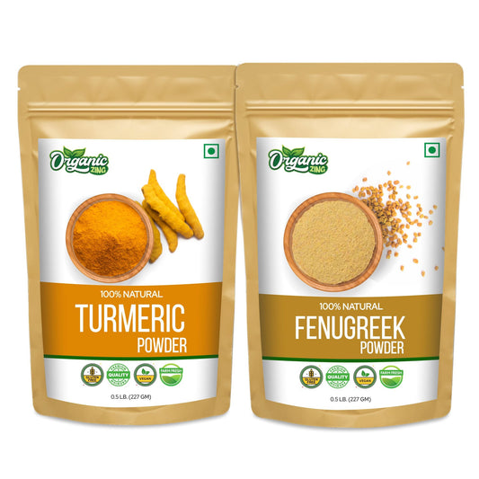 Organic Zing Turmeric Powder 227g and Fenugreek Powder 227g Combo