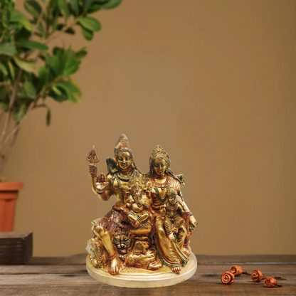 Brass Shiv Parivar Colour Idol Statue 4.668Kg - PUSHMYCART