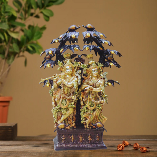 Brass Radha Krishna With Tree 78.36Kg - PUSHMYCART