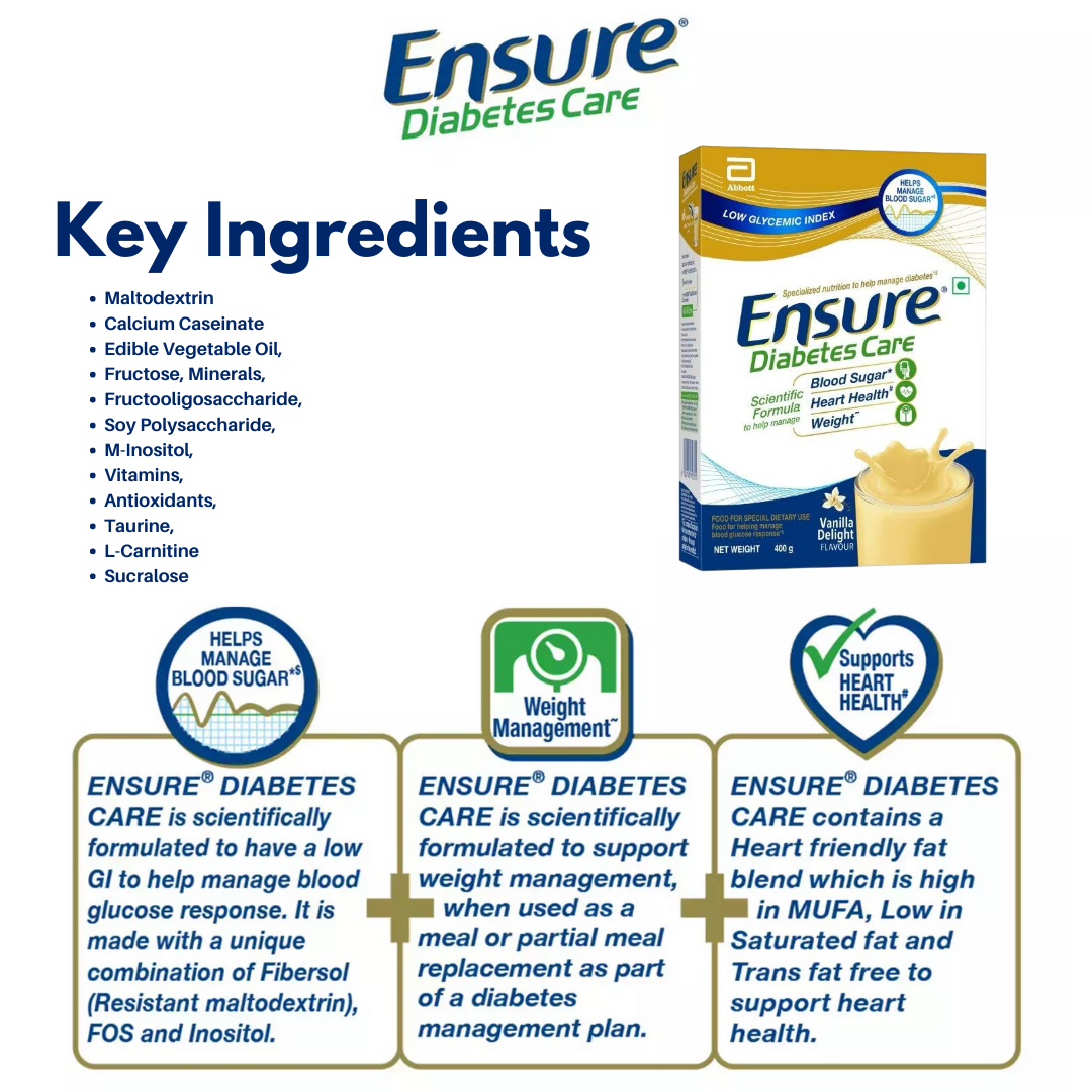 Ensure Diabetes Care Powder Vanilla Flavour - PUSHMYCART