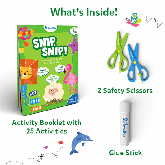 Skillmatics Snip Snip Amazing Animals Art and Craft Activity Kit Ages 3 to 7