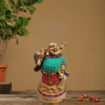 Brass Laughing Buddha Statue 2.662Kg - PUSHMYCART