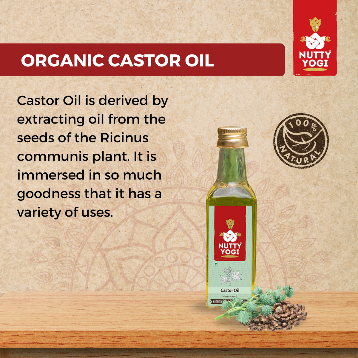 Nutty Yogi Cold pressed Organic Castor Oil 100g