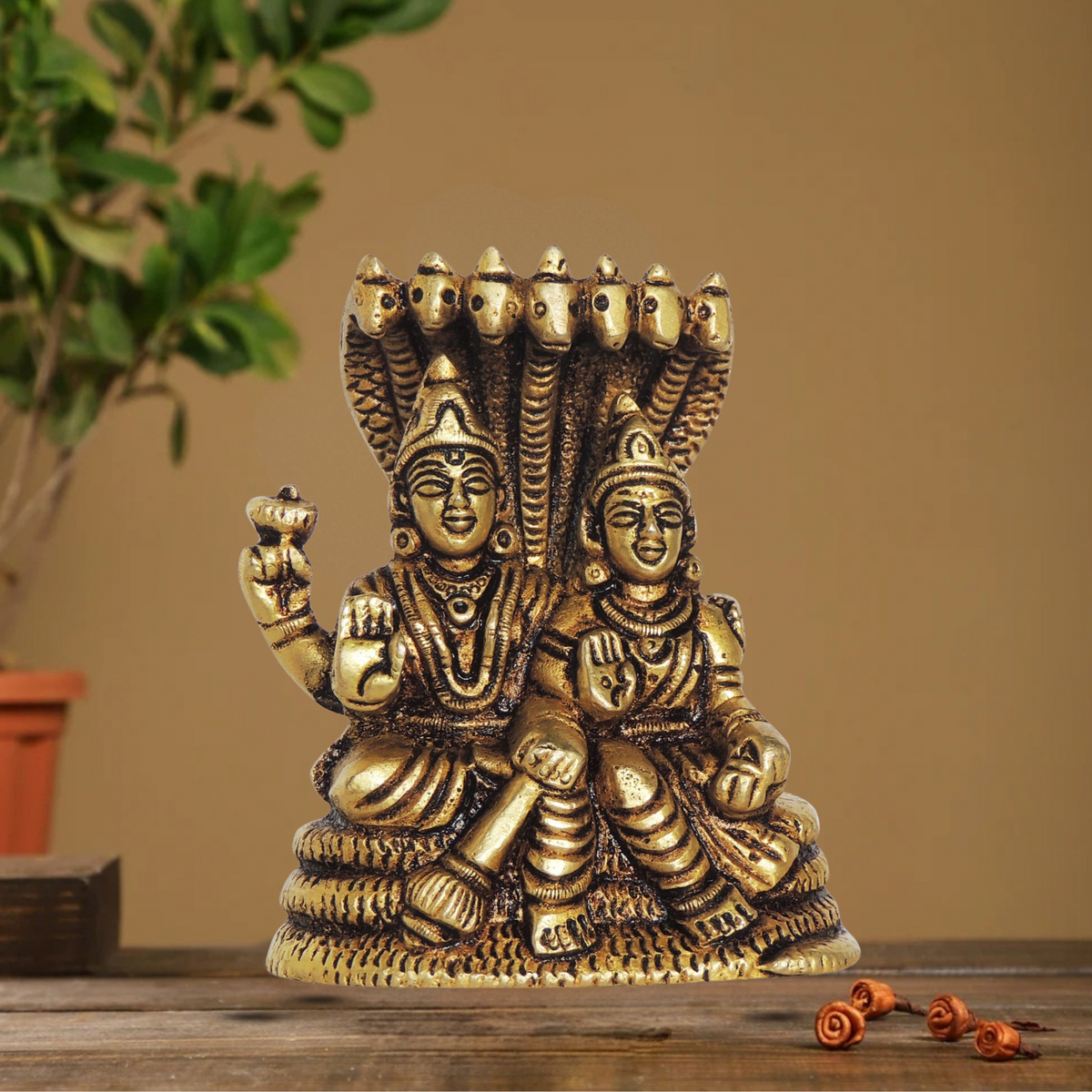 Brass Laxmi Vishnu God Idol Statue 0.5Kg - PUSHMYCART