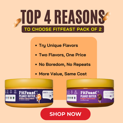 Fitfeast White Chocolate & Belgian Chocolate Peanut Butter (150g Each)